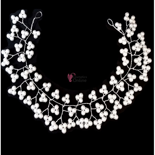Accesoriu modern pentru decor par WED08H Argintiu cu perle de 27cm